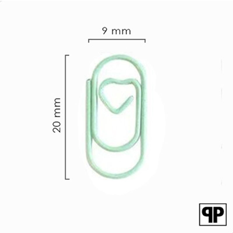 Paperclips met hartje groen 20 mm | 100 stuks